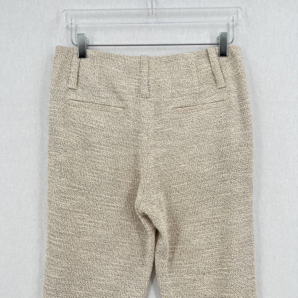 ALICE + OLIVIA Pants Womens 4 Cream Black Textured Tweed Knit Slim Trouser NWT - Picture 4 of 8
